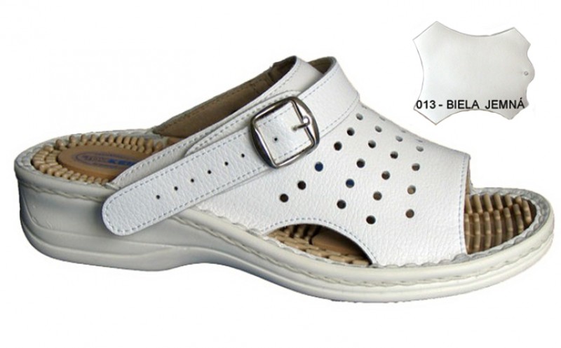 Ortopedické sandále s prackou, dámske 04-404/P, biela hladká - 011